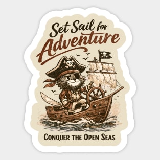 Set Sail for Adventure Cat Pirate Sticker